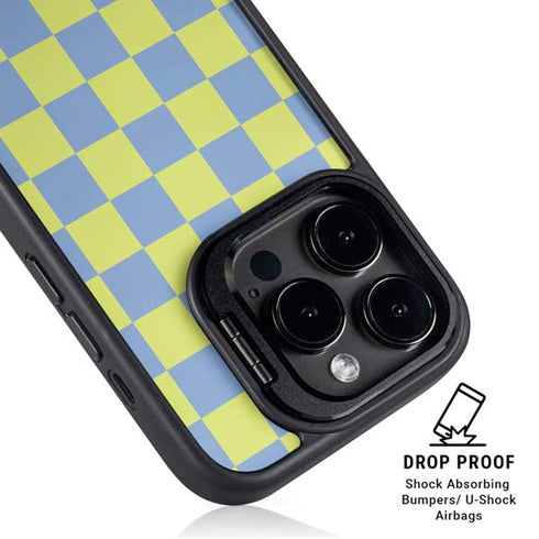Neon Checkered iPhone 15 Pro Kickstand Case